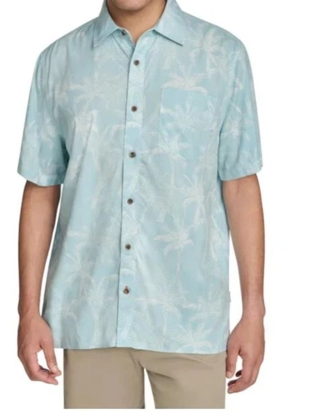 Margaritaville Men's Floral Hawaiian Shirt Tropical Button Up White Blue Small